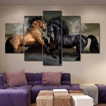 Horse Fight Animal Canvas Wall Art