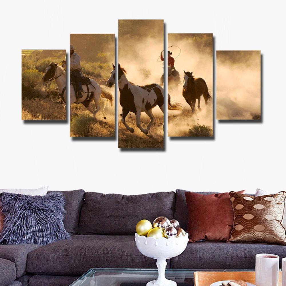 Horse Group Running Animal Canvas Wall Art
