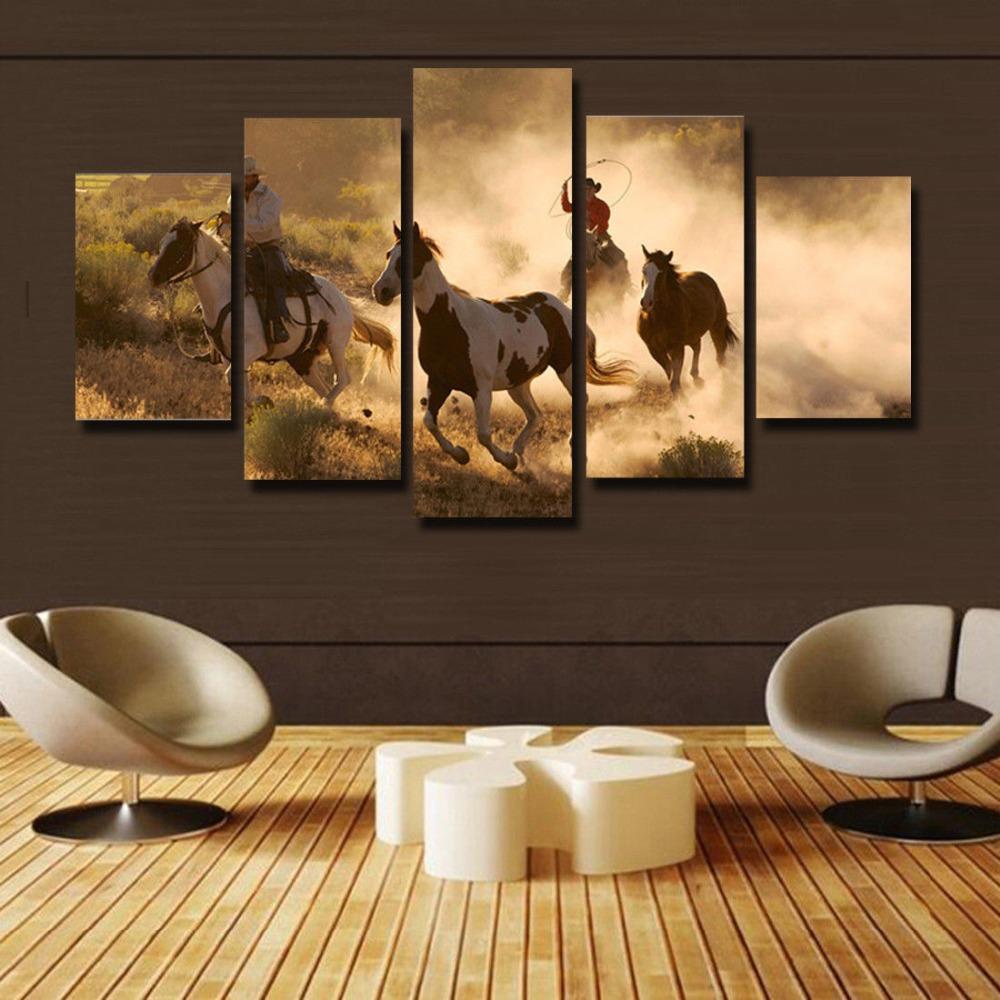 Horse Group Running Animal Canvas Wall Art