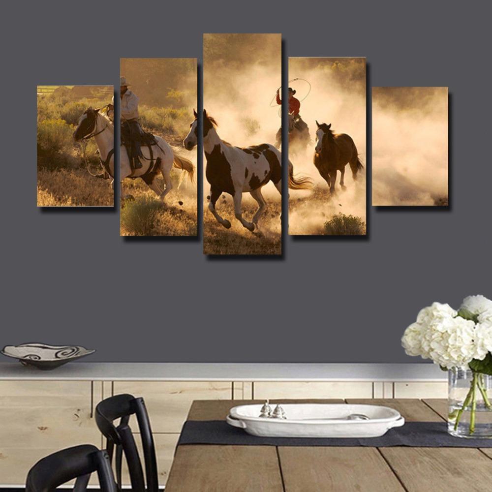 Horse Group Running Animal Canvas Wall Art