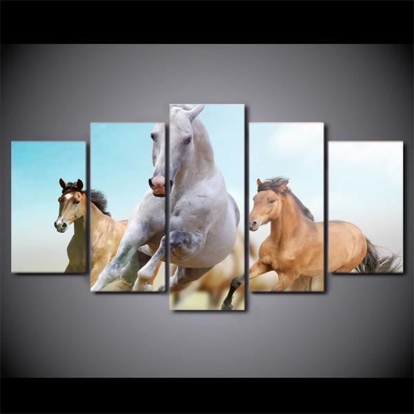 Horse Horses Running Galloping Modern Animal Canvas Wall Art