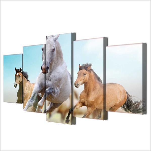 Horse Horses Running Galloping Modern Animal Canvas Wall Art
