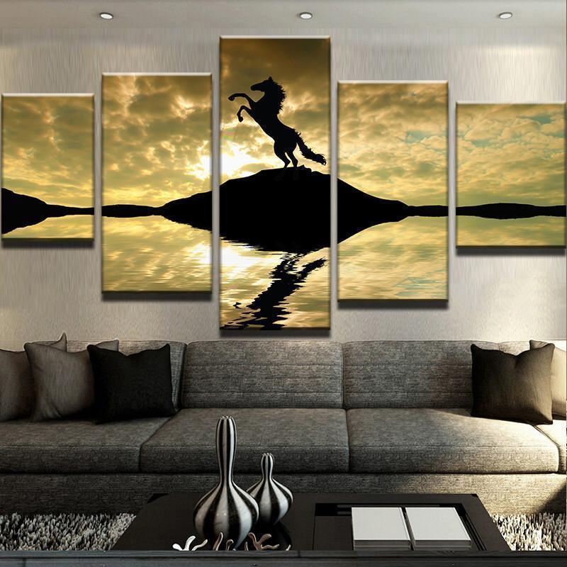 Horse Silhouette Animal Canvas Wall Art