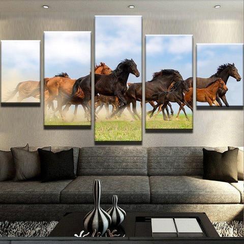 Horses Herd Animal Canvas Wall Art