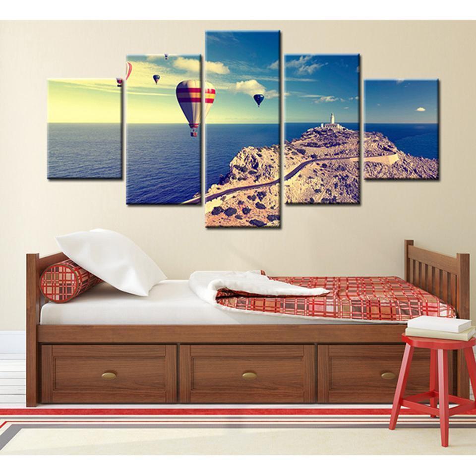 Hot Air Balloon Landscape Nature Canvas Wall Art