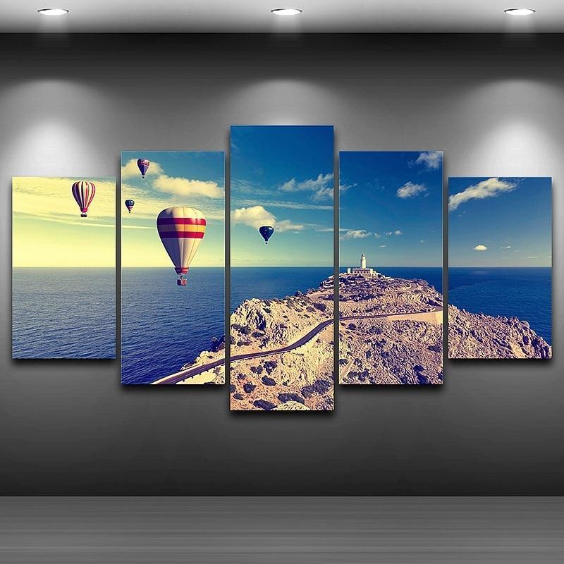 Hot Air Balloon Lighthouse Point Sport Canvas Wall Art
