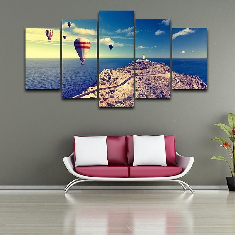 Hot Air Balloon Lighthouse Point Sport Canvas Wall Art