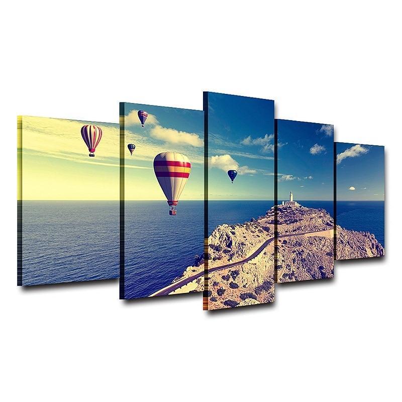 Hot Air Balloon Lighthouse Point Sport Canvas Wall Art