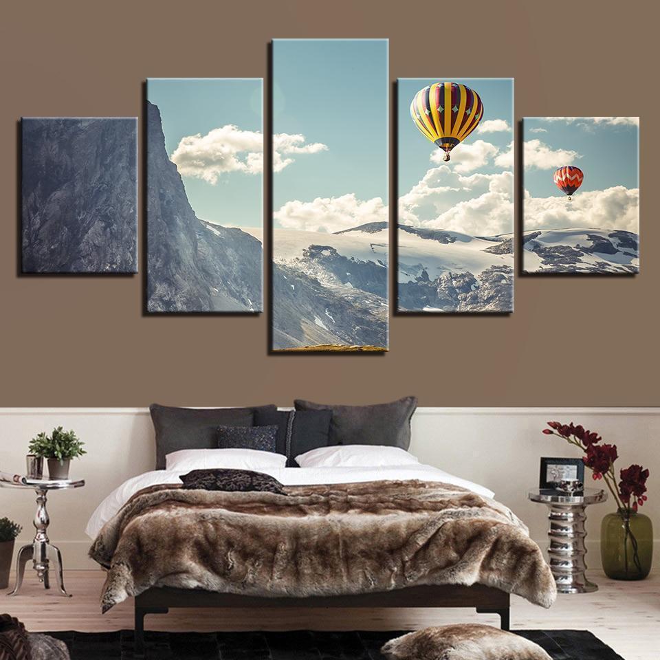 Hot Air Balloons In The Mountains Sport Canvas Wall Art