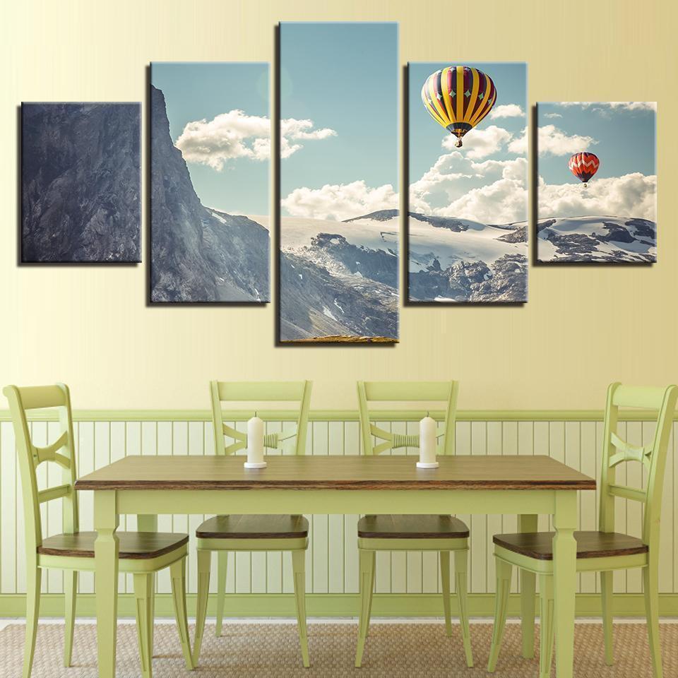 Hot Air Balloons In The Mountains Sport Canvas Wall Art