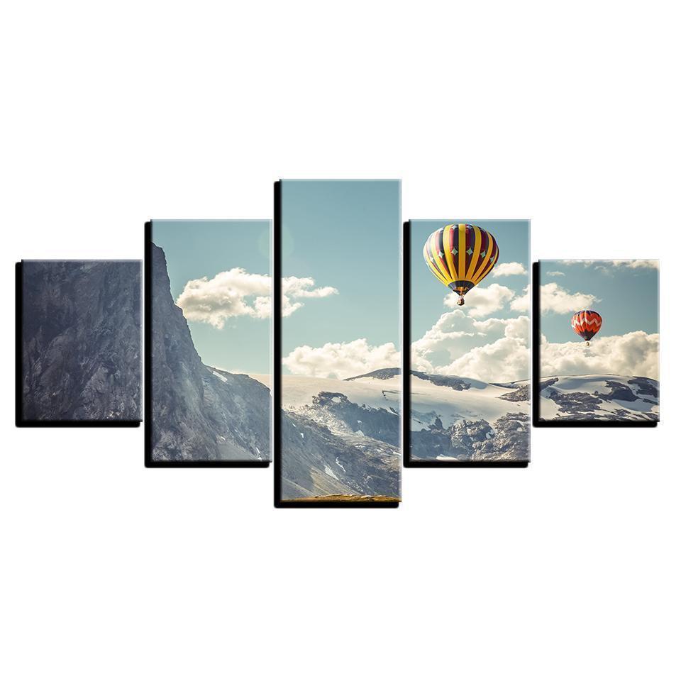 Hot Air Balloons In The Mountains Sport Canvas Wall Art