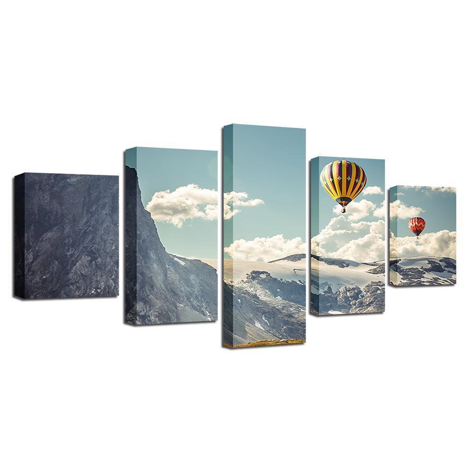 Hot Air Balloons In The Mountains Sport Canvas Wall Art