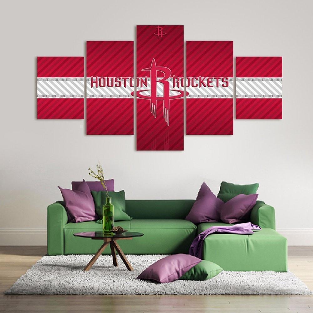 Houston Rockets Logo  Basketball Canvas Wall Art