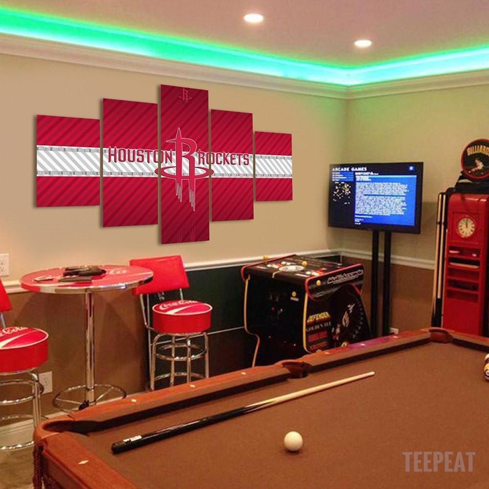 Houston Rockets Logo  Basketball Canvas Wall Art