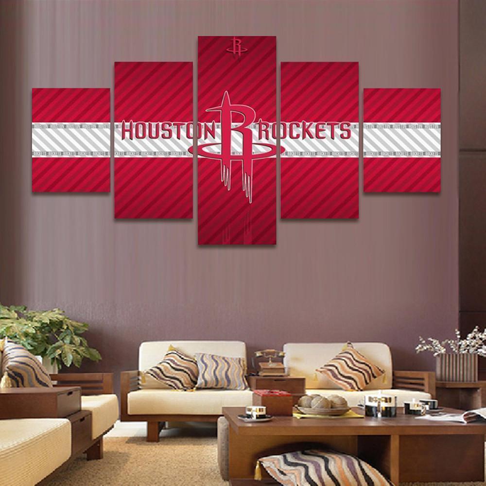 Houston Rockets Logo  Basketball Canvas Wall Art