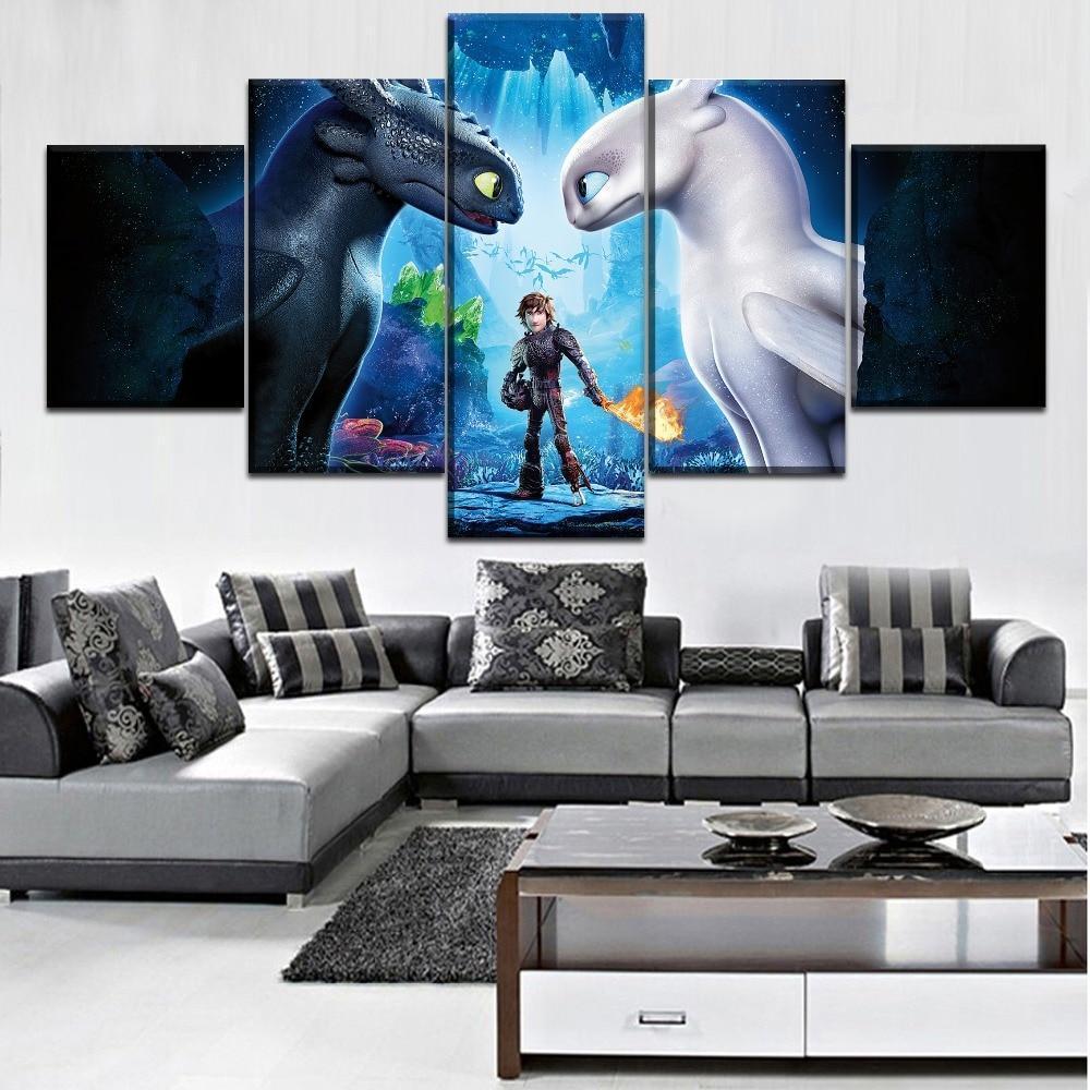 How To Train Your Dragon Black Dragon And White Dragon Movie Canvas Wall Art