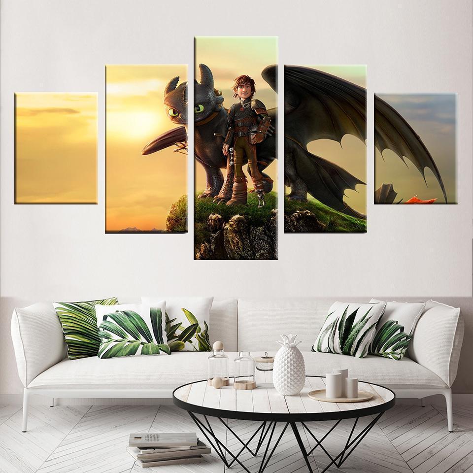 How To Train Your Dragon Standing On Mountain Movie Canvas Wall Art