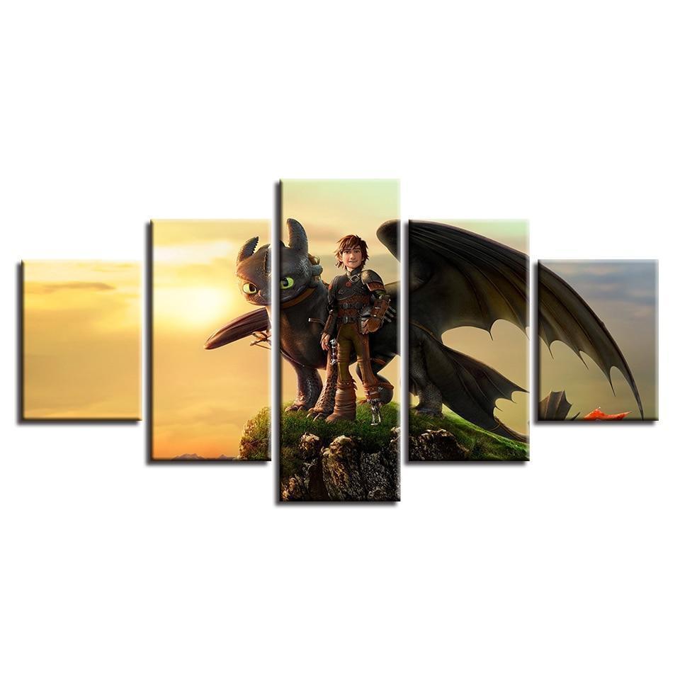 How To Train Your Dragon Standing On Mountain Movie Canvas Wall Art