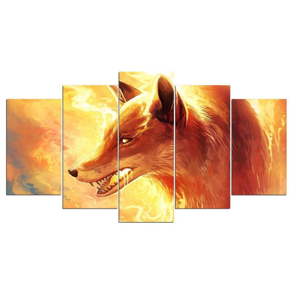 Hungry Fire Fox Animal Canvas Wall Art