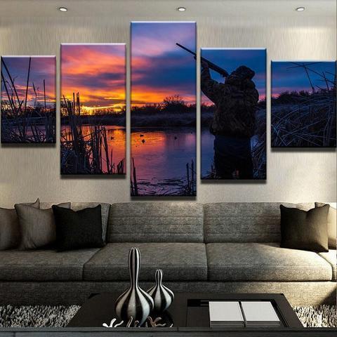 Hunting At Dusk 1 Hunting Canvas Wall Art