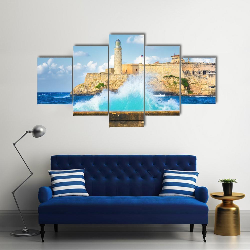 Hurricane In Havana With A View Of Castle Of El Morro Nature Canvas Wall Art