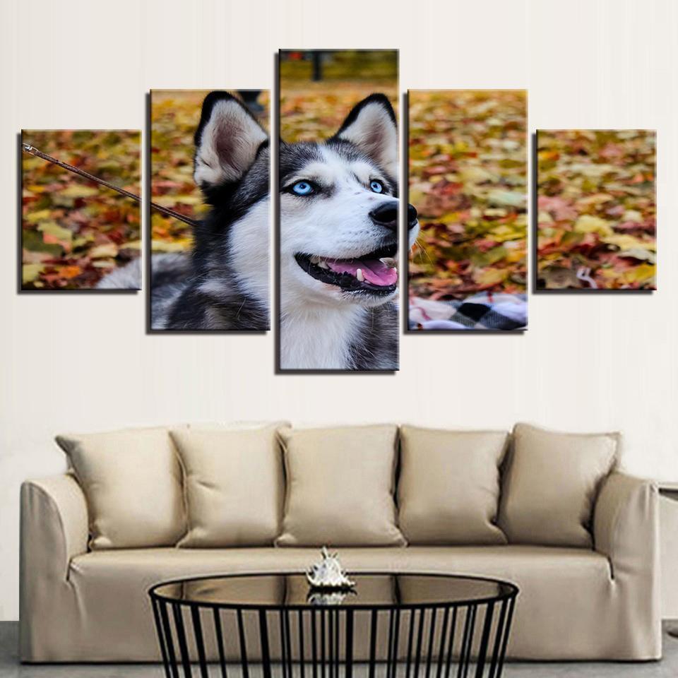 Husky Pet Blue Eyes Dog Animal Canvas Wall Art