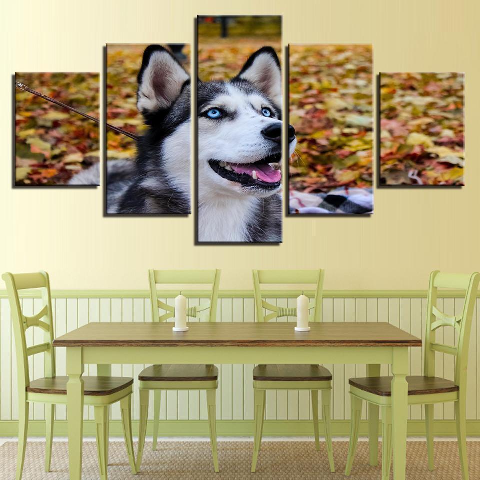 Husky Pet Blue Eyes Dog Animal Canvas Wall Art
