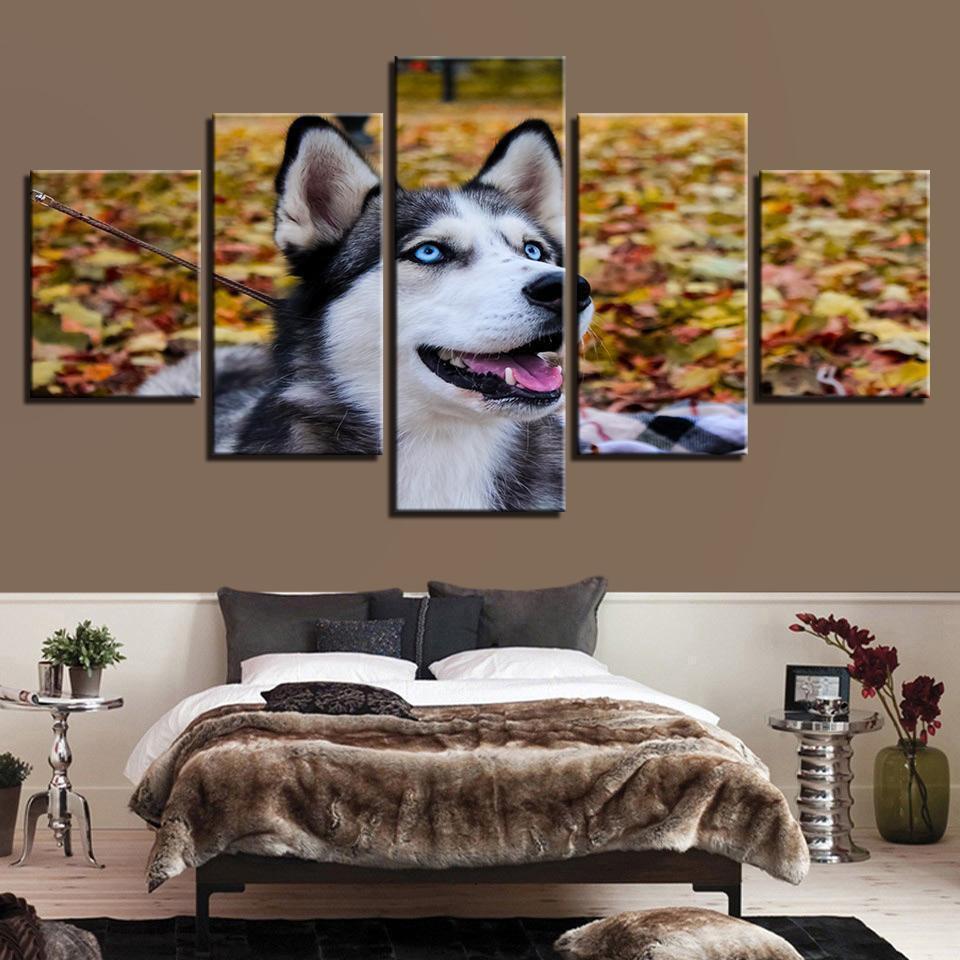 Husky Pet Blue Eyes Dog Animal Canvas Wall Art
