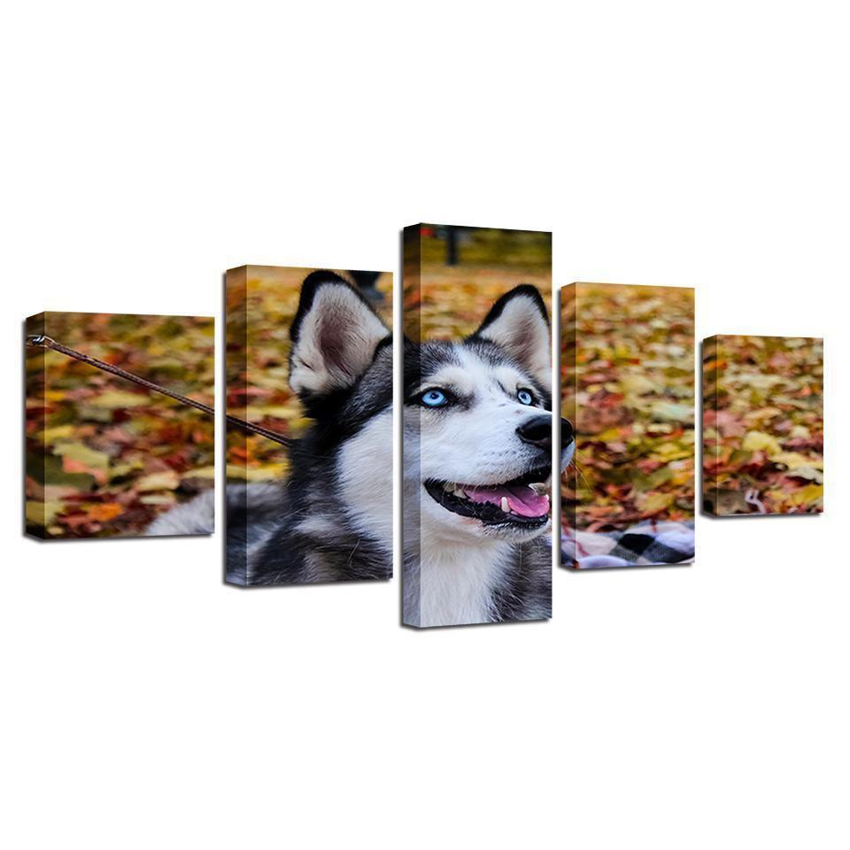 Husky Pet Blue Eyes Dog Animal Canvas Wall Art