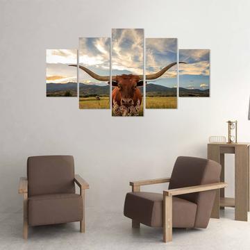 I Love Texas Longhorn Cattle Animal Canvas Wall Art