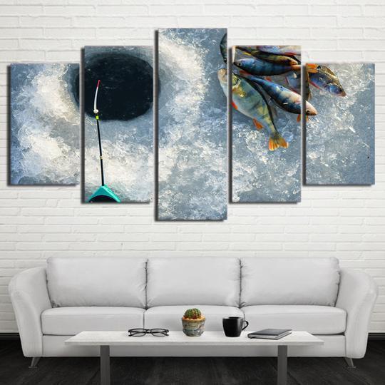 Ice Fishing Perch Fishing Canvas Wall Art