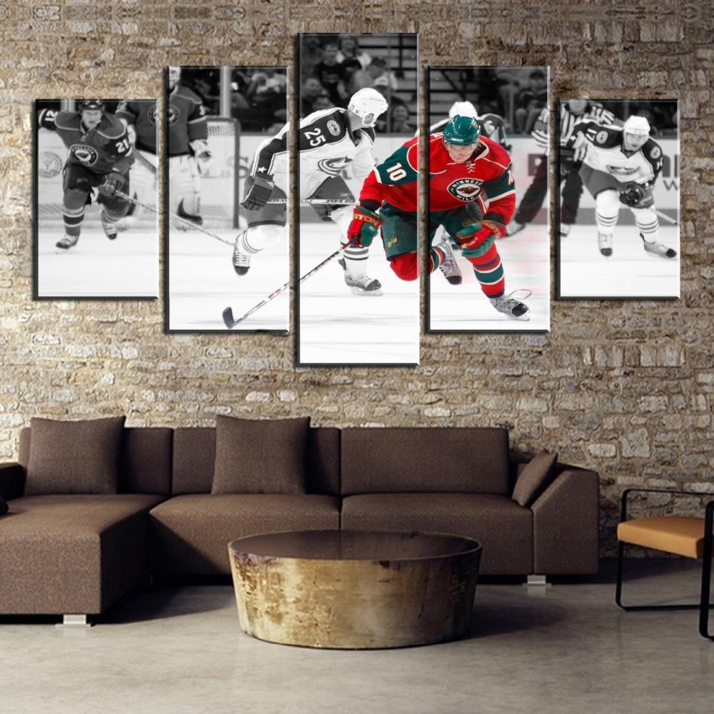 Ice Hockey Sport Attack Figure  Sport Canvas Wall Art