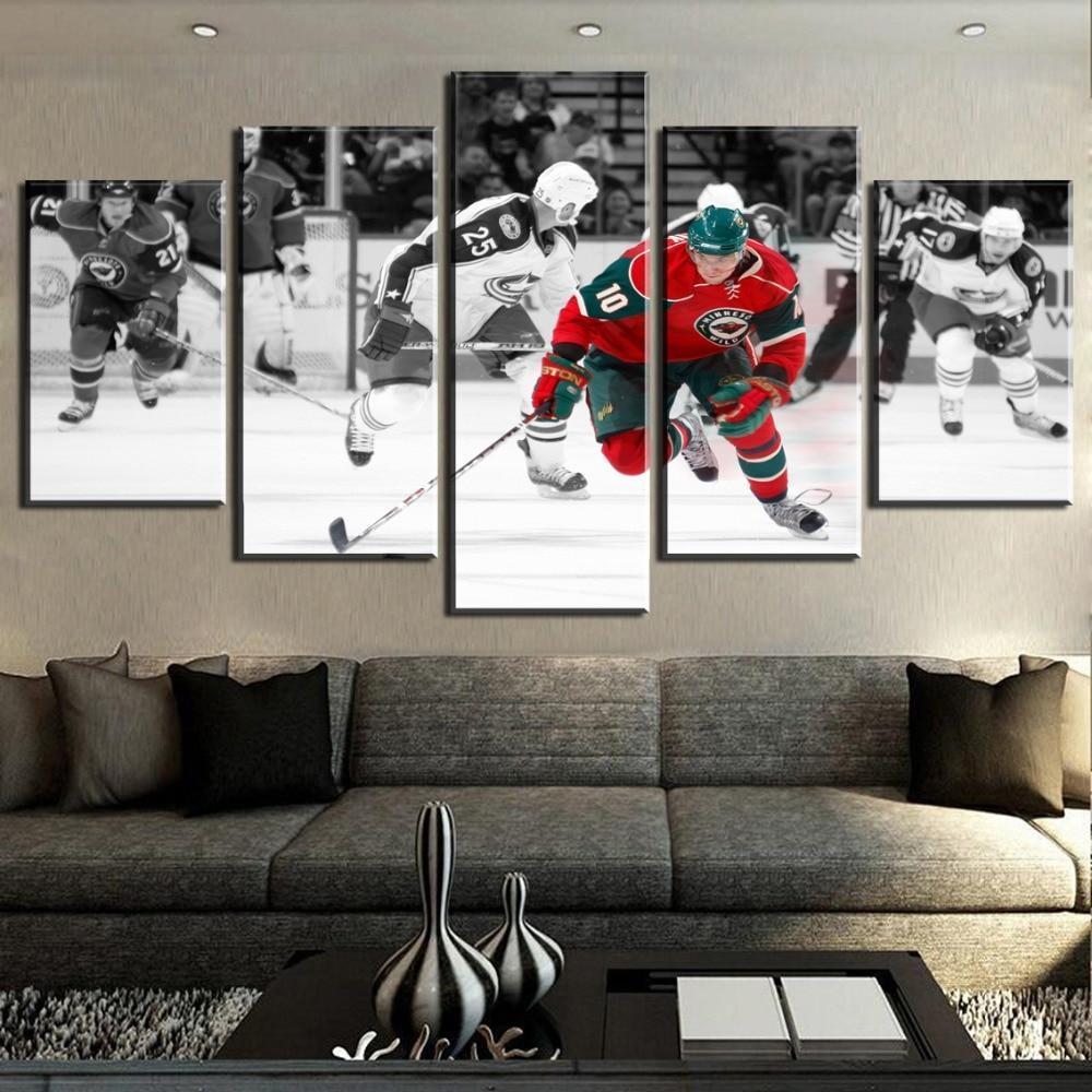 Ice Hockey Sport Attack Figure  Sport Canvas Wall Art