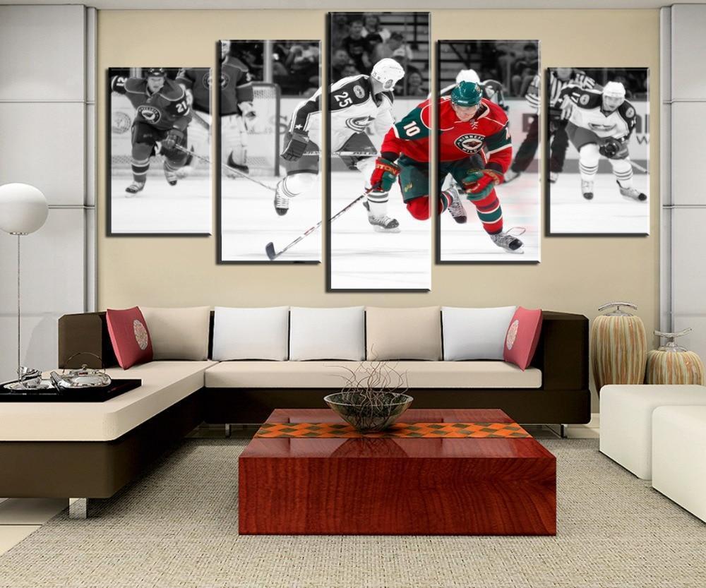 Ice Hockey Sport Attack Figure  Sport Canvas Wall Art