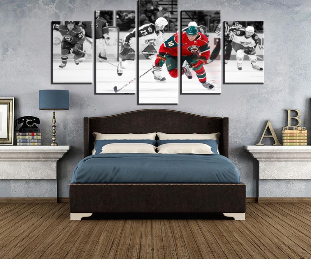 Ice Hockey Sport Attack Figure  Sport Canvas Wall Art