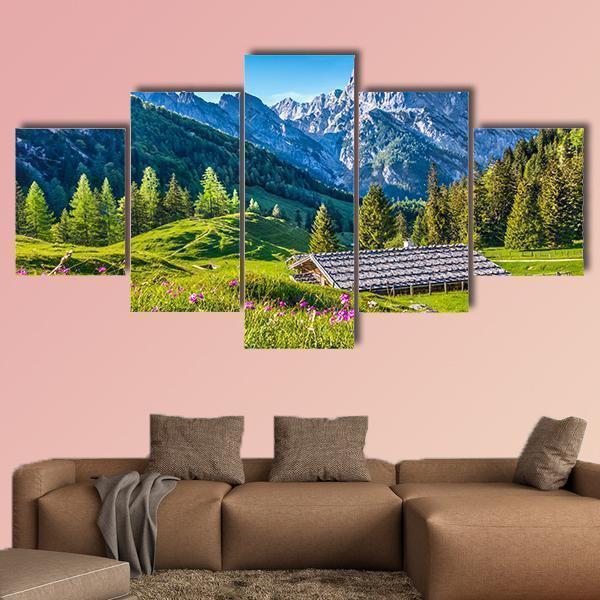 Idyllic Landscape In The Alps In Sunset Nature Canvas Wall Art
