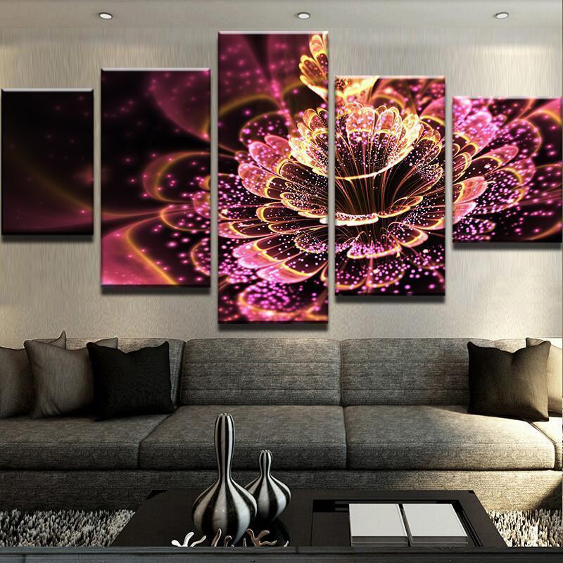 Illuminating Flower Abstract Canvas Wall Art