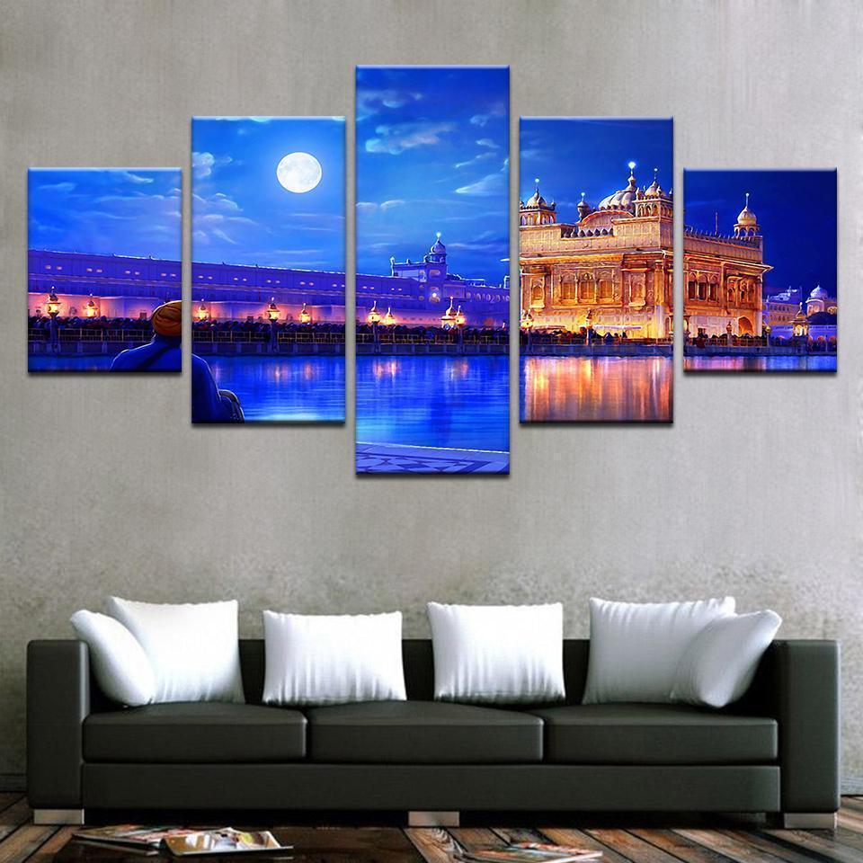 Indian Golden Temple Nature Canvas Wall Art