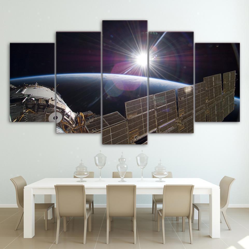 International Space Station Space Universe Canvas Wall Art