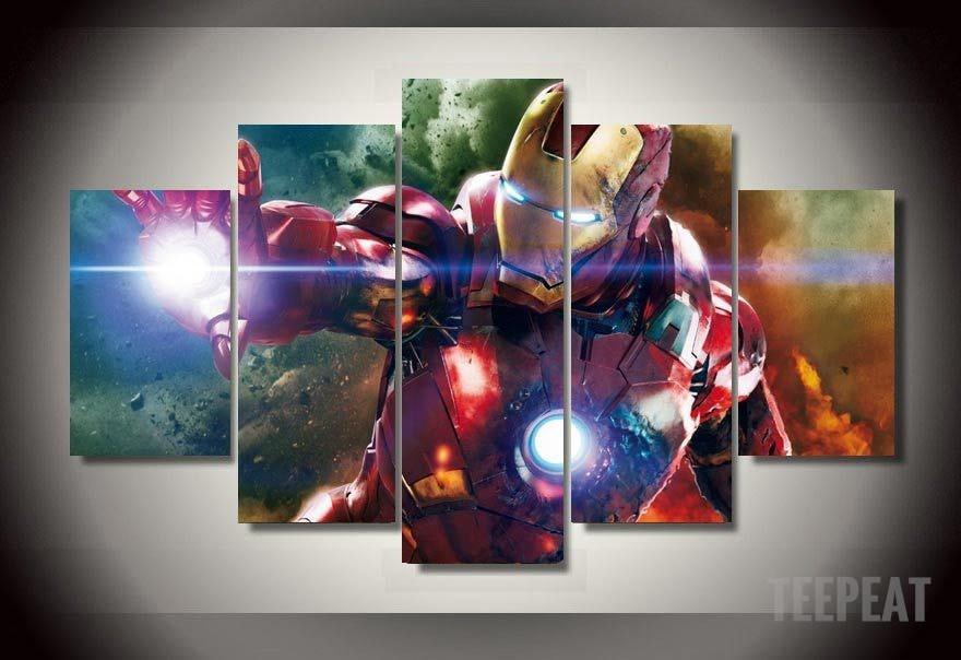 Iron Man On Battle Marvel Canvas Wall Art
