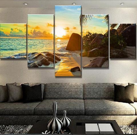 Island Beach Sunrise Nature Canvas Wall Art