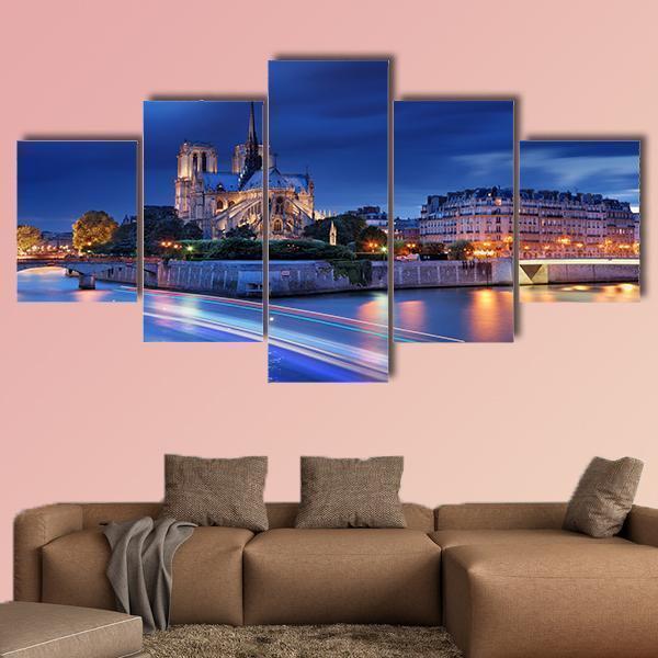 Island Cite With Cathedral Notre Dame De Paris Nature Canvas Wall Art