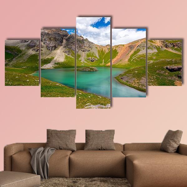 Island Lake In San Juan Mountains Nature Canvas Wall Art