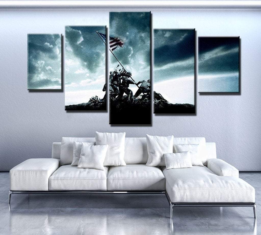 Iwo Jima Flag Raising Army Canvas Wall Art