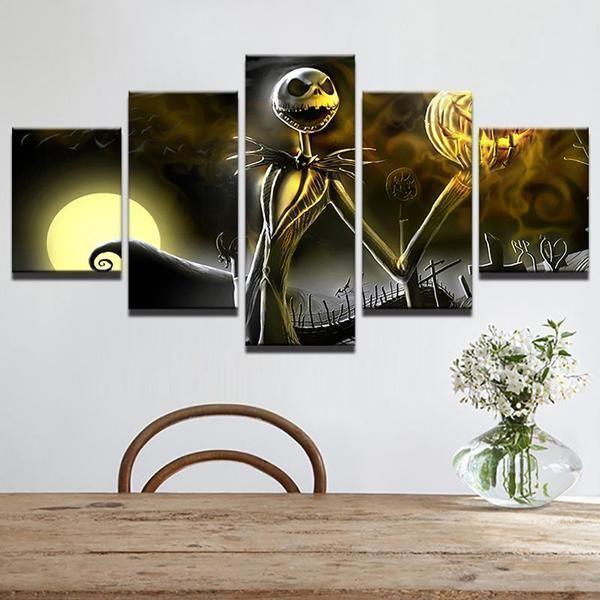 Jack Skellington Hallowmas Cartoon Canvas Wall Art