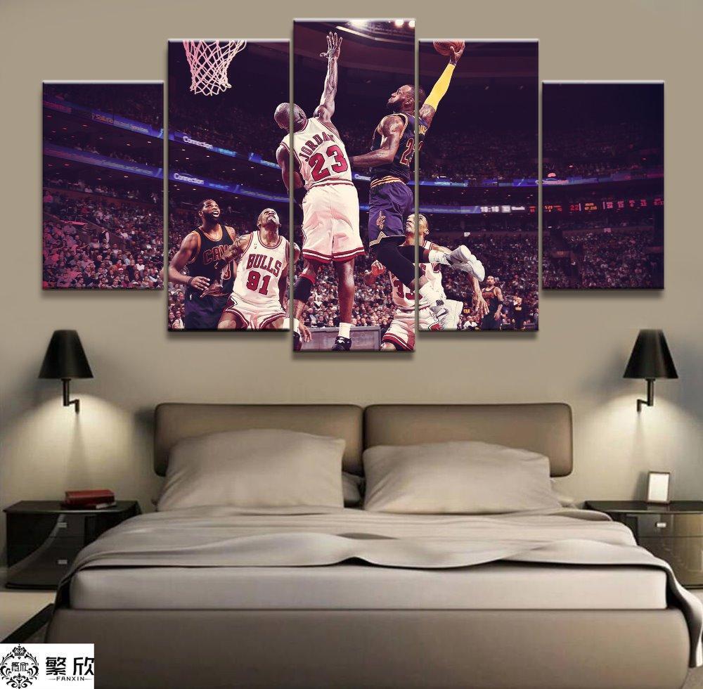 James VS Jordan Basketball Star Celebrity Canvas Wall Art