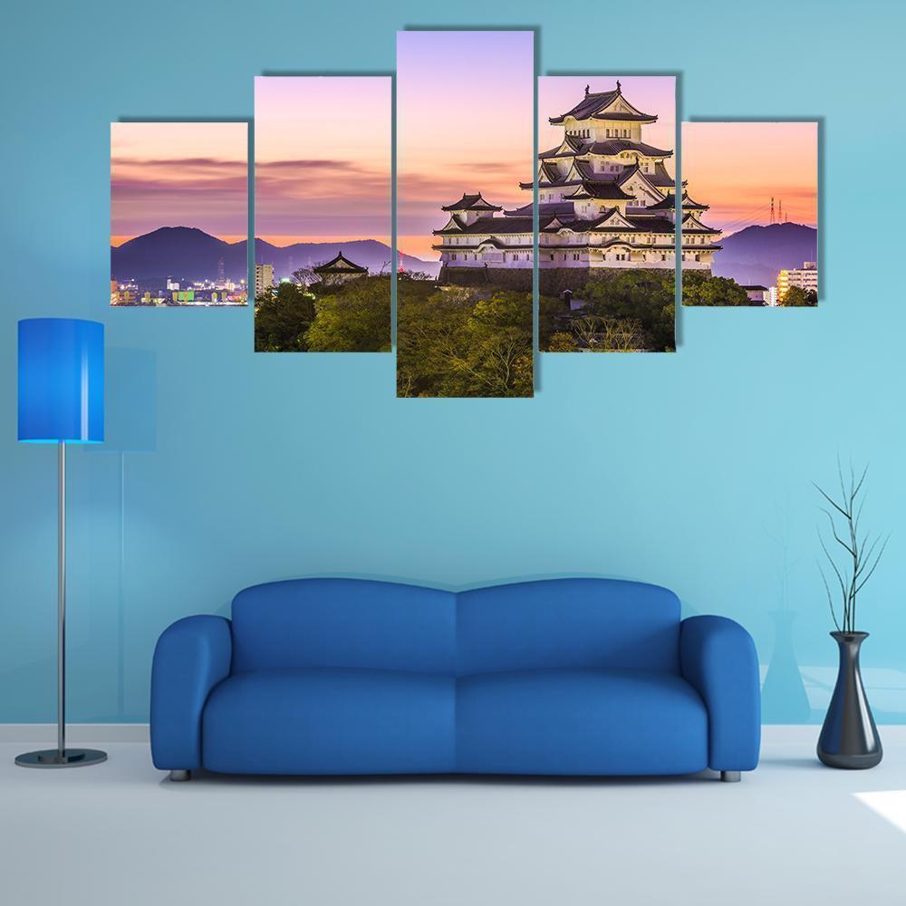 Japan Dawn At Himeji Castle Nature Canvas Wall Art