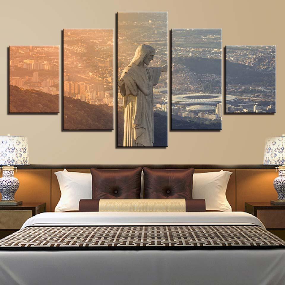 Jesus Christ The Redeemer Statue Brazil Nature Canvas Wall Art