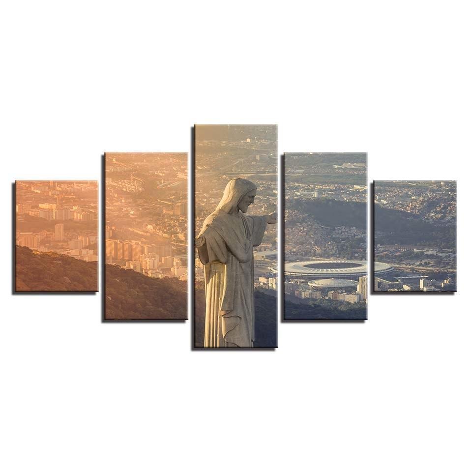 Jesus Christ The Redeemer Statue Brazil Nature Canvas Wall Art