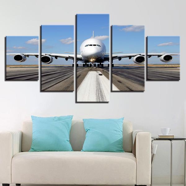 Jet Airplane Takeoff Runway Pilot Airplane Canvas Wall Art